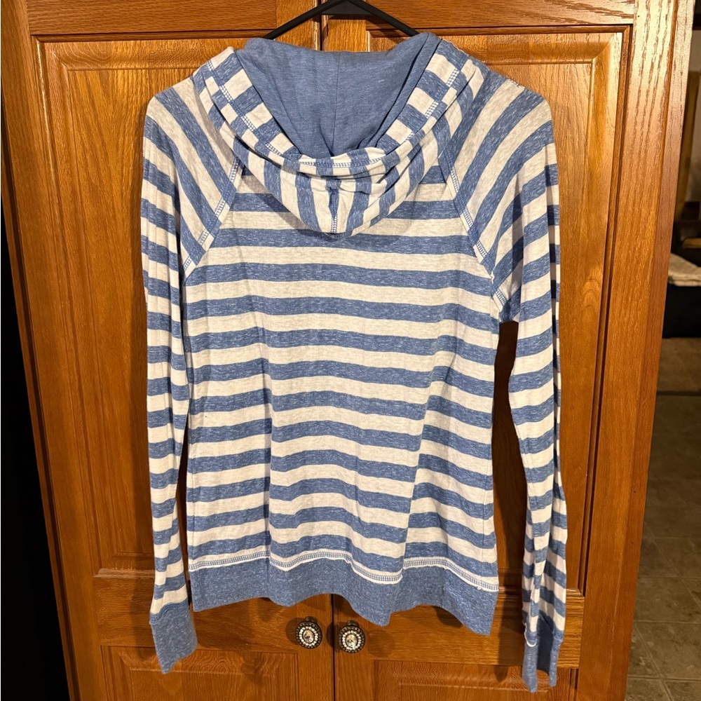 SO Blue and White Striped Women's Hoodie